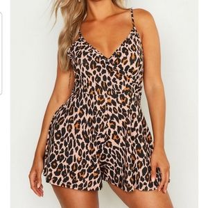 Plus size leopard romper